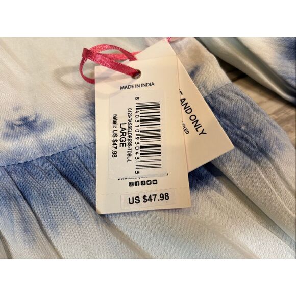 Simply Southern blue and white tie-dye knee length midi dress size L - Picture 7 of 11